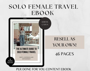 La guida definitiva per viaggiare da sole con eBook con diritti di rivendita, fatta su misura per te, blogger di viaggi PLR, consigli per viaggiare da sole, viaggi PLR, eBook Canva