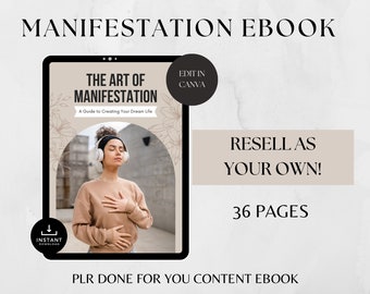 The Art of Manifestation eBook with Resell Rights, Editable Manifesting ebook, Law of Attraction Guide, Manifestation Lead Magnet, Canva