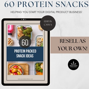 60 Protein Snacks with Resell Rights, Health Coach Lead Magnet, Nutrition Coach, Done for you, PLR ebook, Wellness Coach, Protein snacks image 1