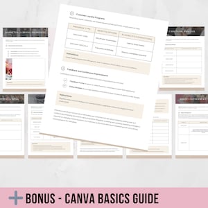May include: A set of printable worksheets for a bakery business plan. The worksheets include sections for marketing and brand awareness, product offerings, customer loyalty programs, feedback and continuous improvement, cash flow analysis, and bakery overview and concept.