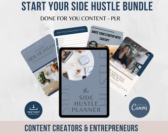 Side Hustle Bundle, PLR Content Creators, Done For You E-books, Lead Magnet, One Page Business Plan, ChatGPT Prompts, Side Hustle Planner