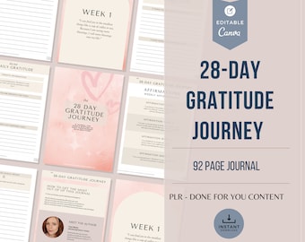 28-Day Gratitude Journal: Coach Lead Magnet, Canva Template (Digital Download)