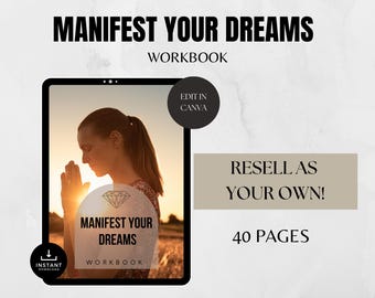 Manifest Your Dreams Workbook: PLR Resell Rights, 40 Pages (Digital Download)