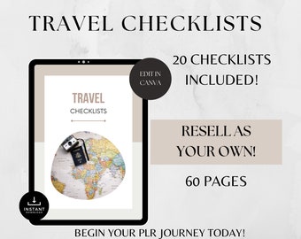 Travel Checklists with Resell Rights: 60-Page Packing List (A4)