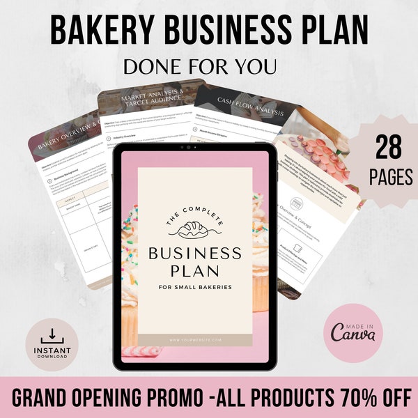 Bakery Business Plan, Business Plan for Bakeries, Bakery Plan Template, Canva Business Plan, Done for you Business Plan, Bakery Templates