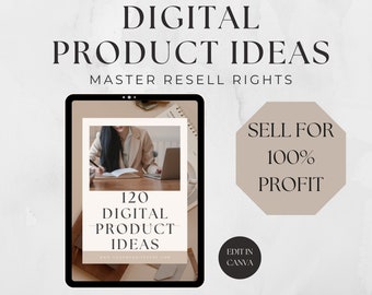 120 Digital Product Ideas eBook: PLR & MRR Resell Rights (Canva)