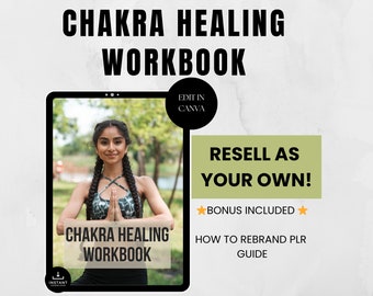 Chakra Healing Workbook with Resell Rights , Crystal Manifestation Planner, Chakras Journal, Crystal Healing, Spiritual Journal,Workbook PLR