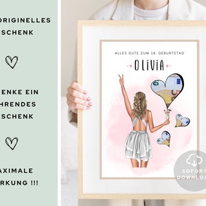 Personalisiertes Geldgeschenk zum Geburtstag mit Alter und Vorname Für Mädchen, Tochter, Frau Sofort Download ZUM AUSDRUCKEN image 2