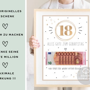 Geldgeschenk Geburtstag 18 Geldgeschenk Geburtstag deine erste million Geschenk mit Geld Sofort Download ZUM AUSDRUCKEN image 3