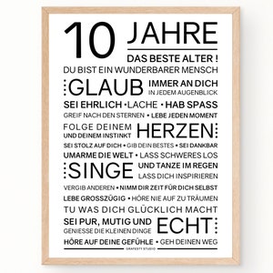 Minimalistisches Bild mit ermutigenden Worten zum 10. Geburtstag | 10. Geburtstag Geschenk | Sofort download | ZUM AUSDRUCKEN