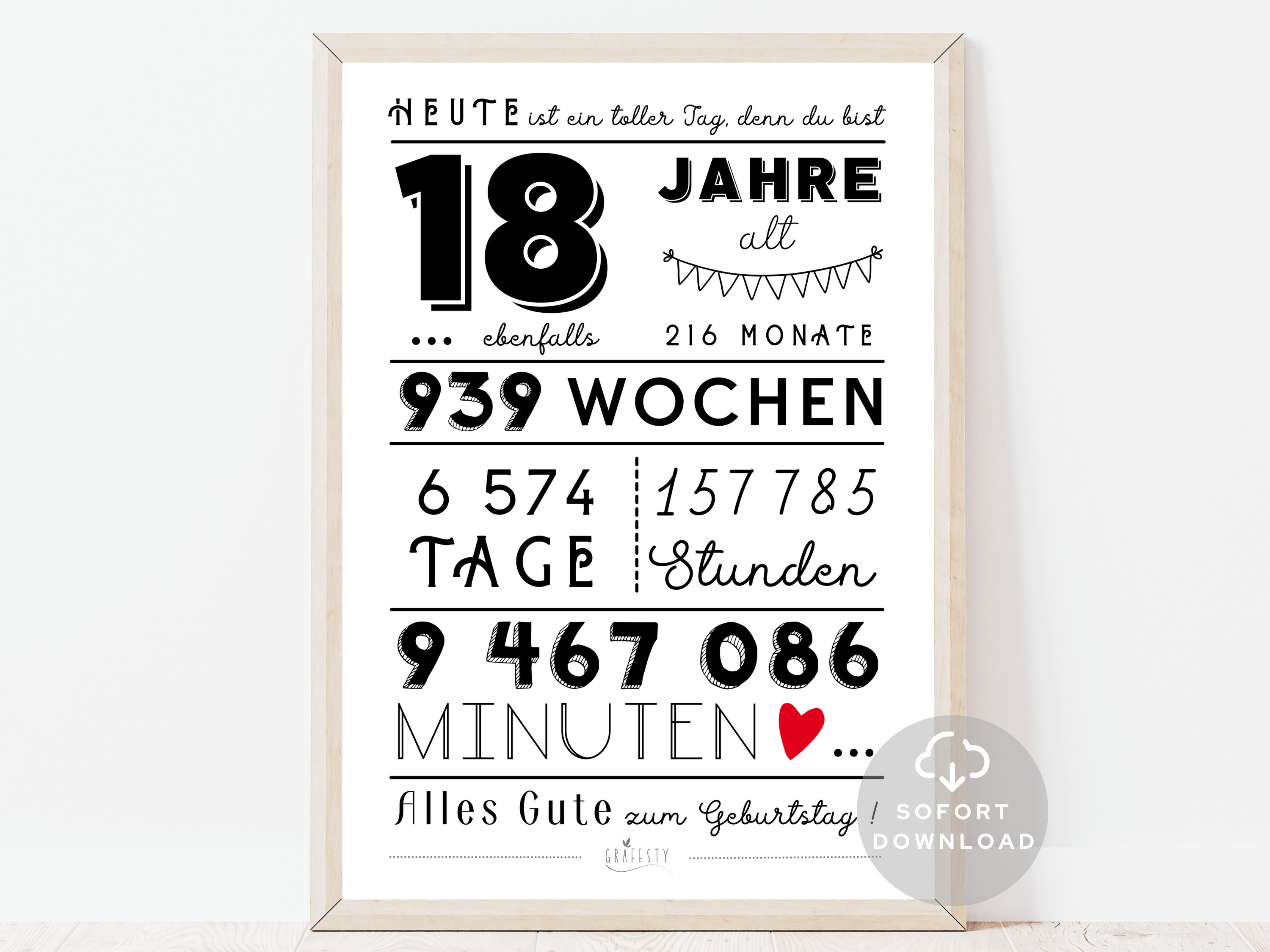 18 Geburtstag Poster Minuten Stunden Tage Monate Jahre Etsy.de