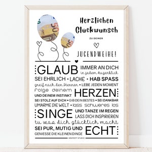 Originelles Jugendweihe-Geschenk für mädchen und jungen | Minimalistisches Bild mit ermutigenden Worten | Sofort download | ZUM AUSDRUCKEN