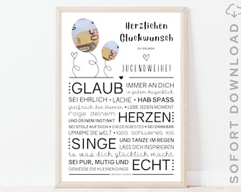 Originelles Jugendweihe-Geschenk für mädchen und jungen | Minimalistisches Bild mit ermutigenden Worten | Sofort download | ZUM AUSDRUCKEN