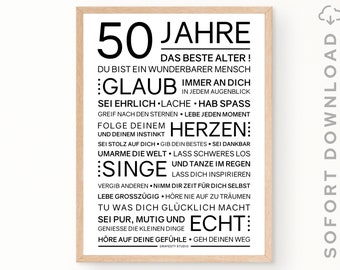 Minimalistisches Bild mit ermutigenden Worten zum 50. Geburtstag | 50. Geburtstag Geschenk | Sofort download | ZUM AUSDRUCKEN