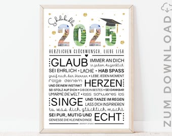 Abschlusskarten 2025 Für Sie & Ihn | Personalisierbare Grußkarte Für Schul- & Uni-Absolventen, 21,1x14,7 Cm