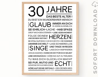 Minimalistisches Bild mit ermutigenden Worten zum 30. Geburtstag | 30. Geburtstag Geschenk | Sofort download | ZUM AUSDRUCKEN