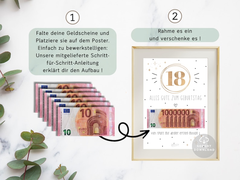 Geldgeschenk Geburtstag 18 Geldgeschenk Geburtstag deine erste million Geschenk mit Geld Sofort Download ZUM AUSDRUCKEN image 4