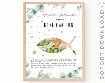 Geldgeschenk Konfirmation für Junge und Mädchen | originelles Konfirmationsgeschenk mit Fisch | Sofort download | Zum selbst ausdrucken