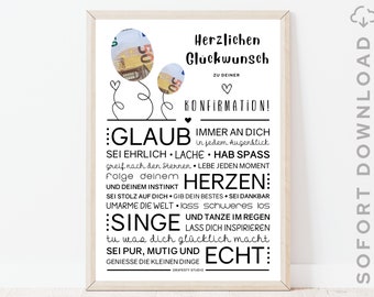 Originelles Konfirmationsgeschenk für Mädchen und Jungen | Minimalistisches Bild mit ermutigenden Worten | Sofort download | ZUM AUSDRUCKEN