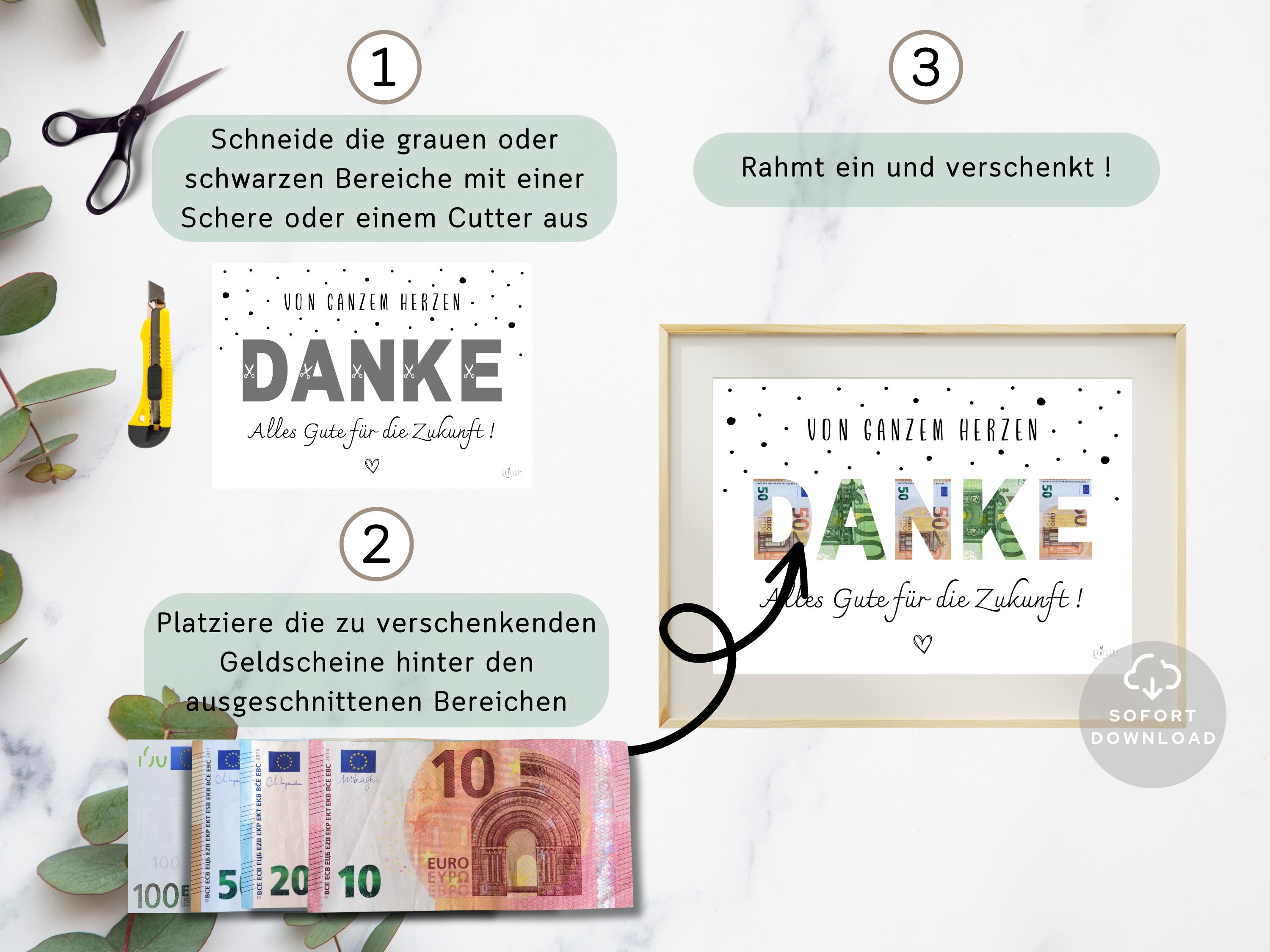 Geldgeschenk DANKE | Dankeschön geschenk | 