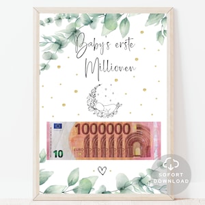 Baby's erste millionen Eukalyptus | Baby shower Geldgeschenk | Baby Party Geschenk | Geschenk mit Geld | Zum selbst ausdrucken