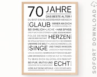 Minimalistisches Bild mit ermutigenden Worten zum 70. Geburtstag | 70. Geburtstag Geschenk | Sofort download | ZUM AUSDRUCKEN