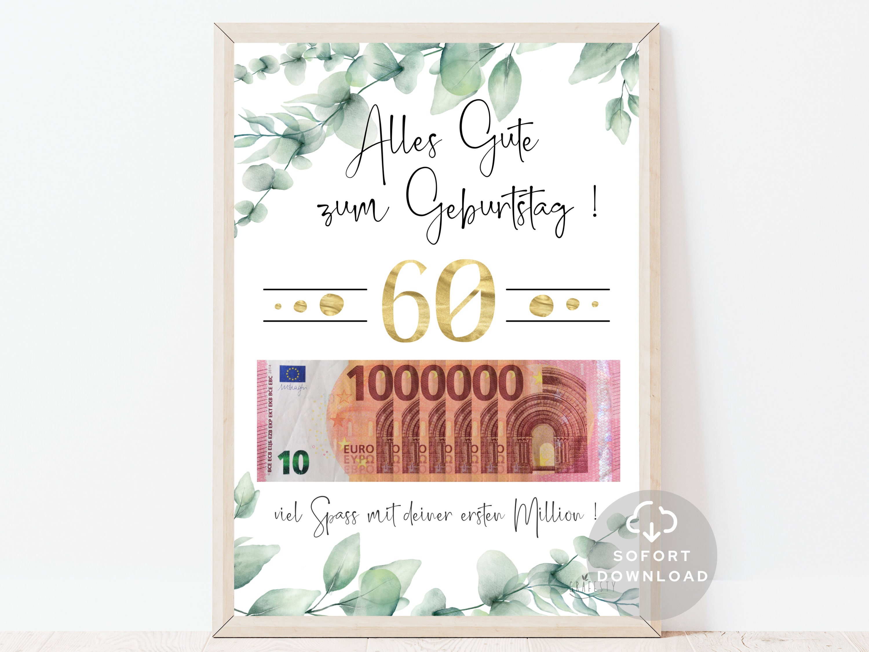 60. Geburtstag Geschenk Set - Weißes Handtuch Mit Spruch & Geburtstagskarte