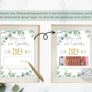 Geldgeschenk zum 30. Geburtstag Deine erste Million Geburtstag Geldgeschenk Geschenk mit Geld Sofort Download ZUM AUSDRUCKEN image 5