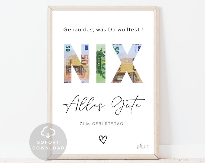 Geldgeschenk Geburtstag Du wolltest doch NIX oder Etsy.de