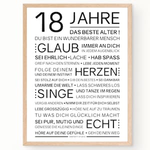 Minimalistisches Bild mit ermutigenden Worten zum 18. Geburtstag | 18. Geburtstag Geschenk | Sofort download | ZUM AUSDRUCKEN