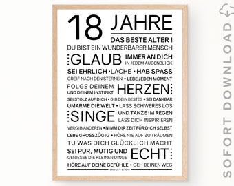 Minimalistisches Bild mit ermutigenden Worten zum 18. Geburtstag | 18. Geburtstag Geschenk | Sofort download | ZUM AUSDRUCKEN