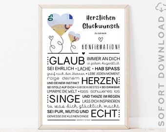 Konfirmation Geschenk für Mädchen und Jungen | Minimalistisches Bild mit ermutigenden Worten | Sofort download | ZUM AUSDRUCKEN