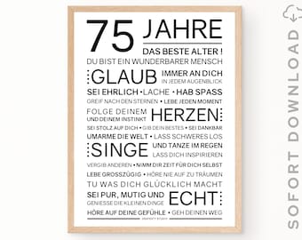 Minimalistisches Bild mit ermutigenden Worten zum 75. Geburtstag | 75. Geburtstag Geschenk | Sofort download | ZUM AUSDRUCKEN