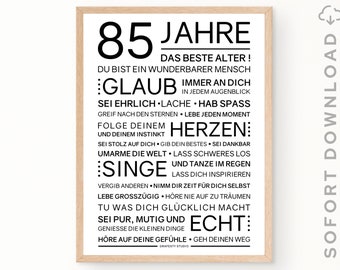 Minimalistisches Bild mit ermutigenden Worten zum 85. Geburtstag | 85. Geburtstag Geschenk | Sofort download | ZUM AUSDRUCKEN