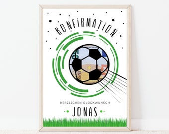 Personalisiertes Fußball Geldgeschenk zur Konfirmation für Jungen | Konfirmation Geldgeschenk mit Vorname | Sofort Download | ZUM AUSDRUCKEN