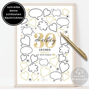 Gästebuch Geburtstag 30 | 30 Gründe, warum wir dich lieben | Geburtstagskarte 30. | Personalisiertes Geschenk | Download | ZUM AUSDRUCKEN