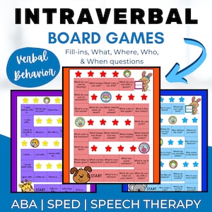 Intraverbal Board Games Printable ABA Materials for Special Education