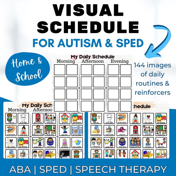 Autism Visual Schedule | First Then Board Checklists for Home School Chore Daily Routine Cards Behavior Support Special Education Printable