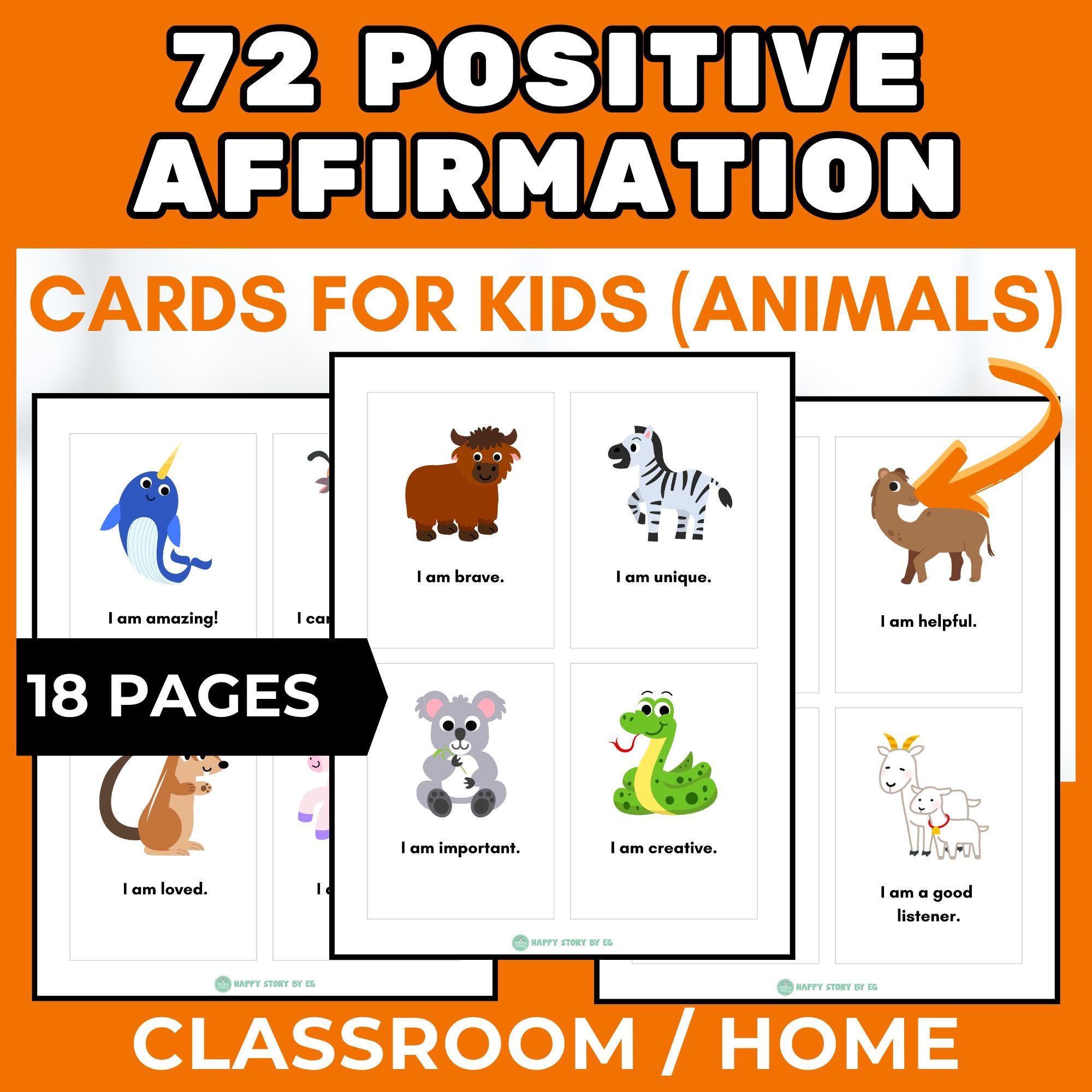 72 Printable Positive Affirmation Cards for Kids Motivational Posters ...