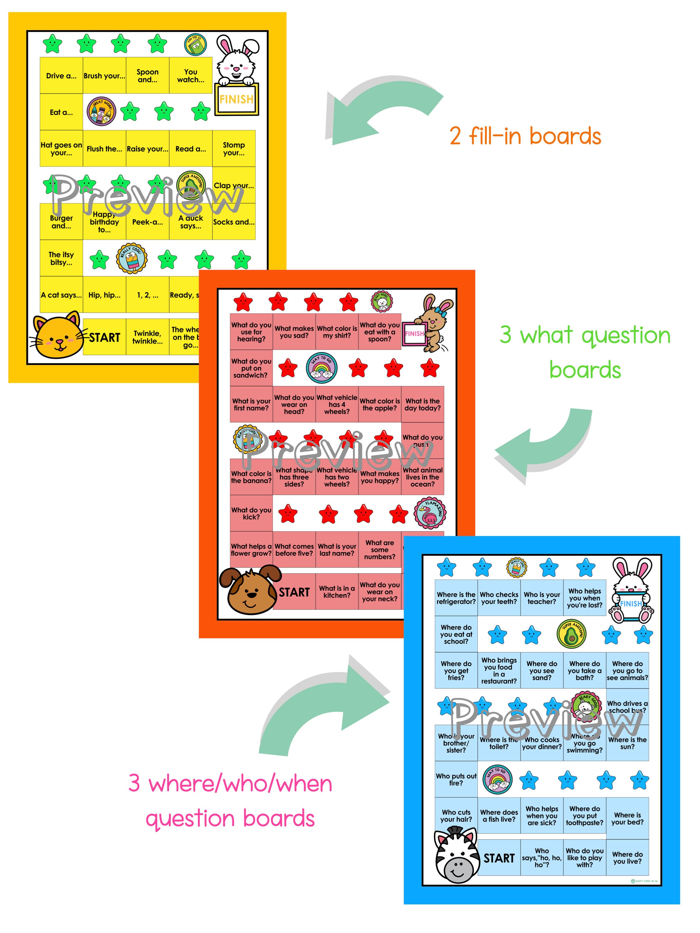 Intraverbal Board Games Printable ABA Materials for Special Education