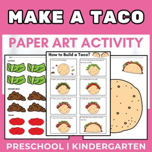 How to Make a Paper Taco Craft Art Activities Project to Learn About Food Color Cut and Paste Printable for Kid Kindergarten Cinco de Mayo