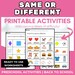 Printable Same or Different Activity Worksheets Activities for Special ...