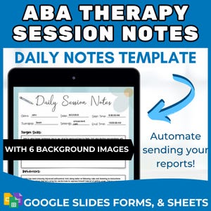 RBT Session Notes Form ABA session notes Behavior Therapy Session Notes Template rbt bcba bcaba ABA Therapy Daily Session Notes Digital