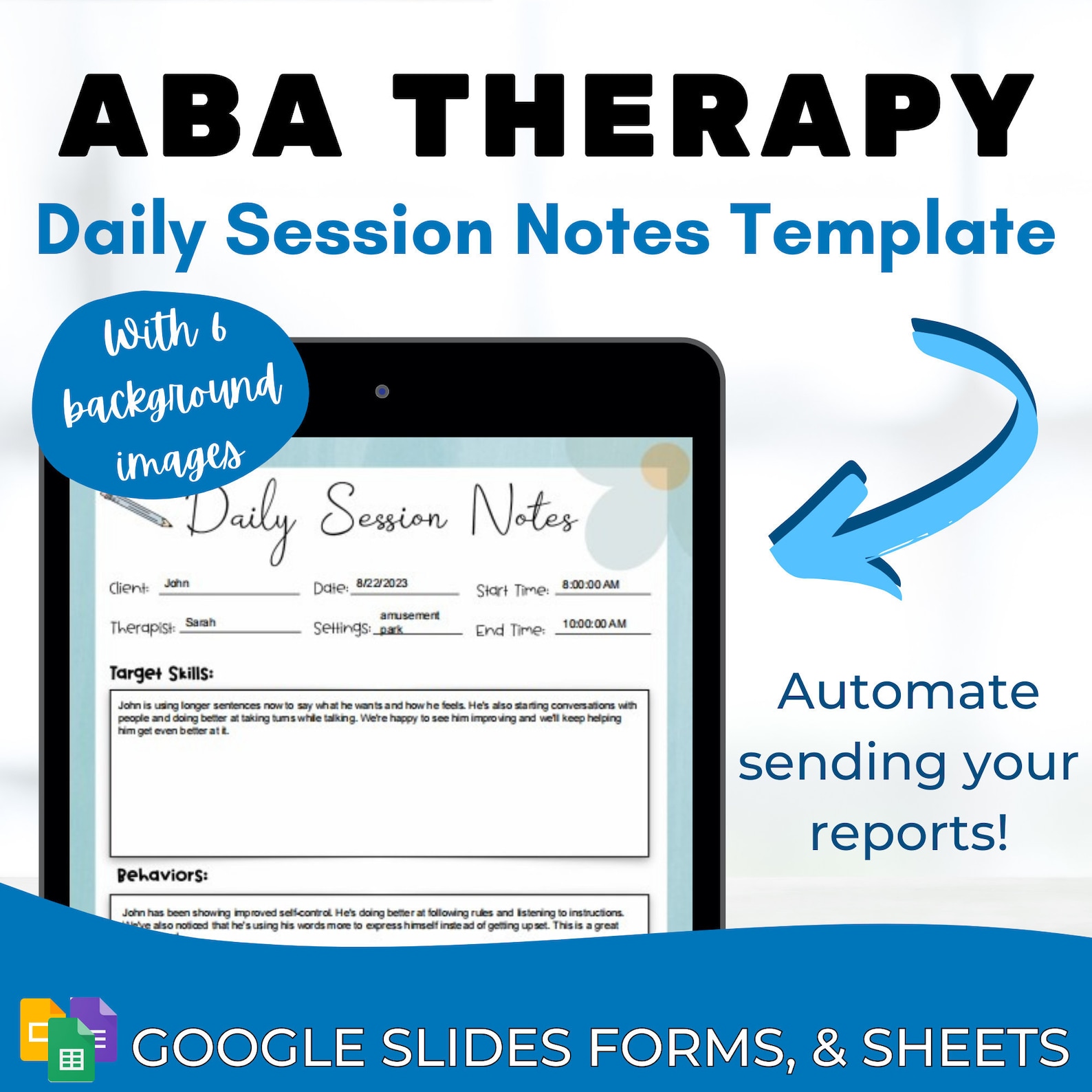 RBT Session Notes Form ABA Session Notes Behavior Therapy Session Notes