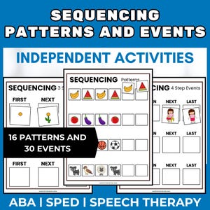 3 Schritte und 4 Schritte Bilder Abfolge von Ereignissen und Ablaufmuster Arbeitsblätter ABA Sonderpädagogik Logopädie Kindergarten