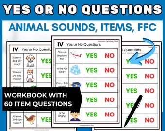 Verbal Behavior ABA Intraverbal Answer Yes or No Questions Workbook Autism Special Education