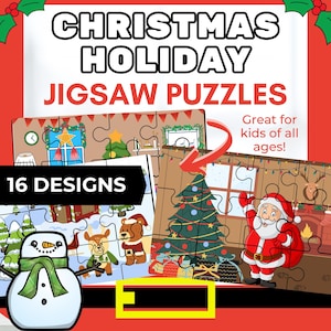 Christmas Puzzle for Kids | Printable Christmas Jigsaw Puzzle Christmas Kids Activities Christmas Games for Adults Christmas Games Family