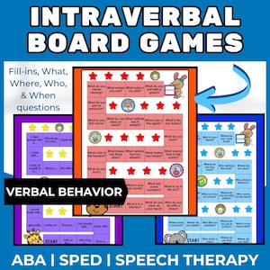 Intraverbal Board Games Printable ABA Materials for Special Education ABA Therapy Verbal Behavior Speech Therapy with Editable Boards