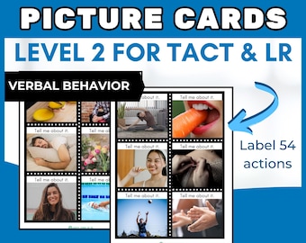 aba materials verbal behavior tacting flashcards 54 action verb cards aba therapy datasheet template behavior technicians aba tools bcba