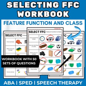 Selecting LRFFC Function Feature Class Worksheet Book ABA Special Education Speech Therapy Independent Workbook kids kindergarten